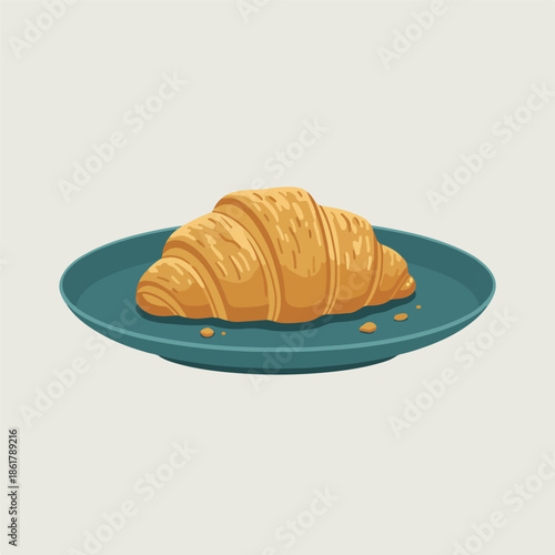 Wallpaper Mural Pixel Art Croissant on Plate Illustration Torontodigital.ca