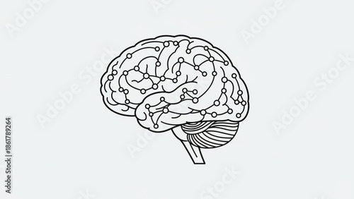 Detailed brain illustration with neural connections and synapses