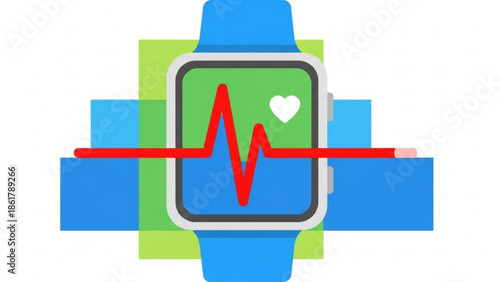 Smartwatch with heart rate monitor on green screen