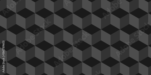 Abstract square dark black cubic square shape backdrop texture. cube geometric wall and floor vector diamond hexagon triangle wallpaper background.
