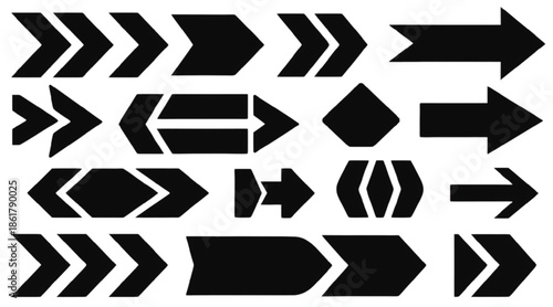 Bold Solid Arrow Vector Set for Navigation and Infographics