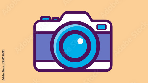 Digital camera illustration capturing moments with lens and buttons, photography concept.