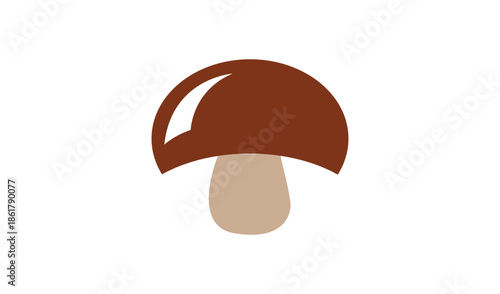 Flat Vector Illustration of a Brown Cap Forest Mushroom Isolated on a Plain White Background