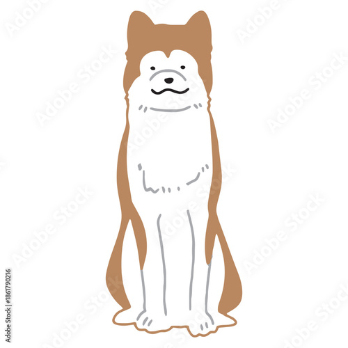 犬　手書きイラスト　秋田犬