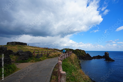 fine seaside walkway and charming clouds