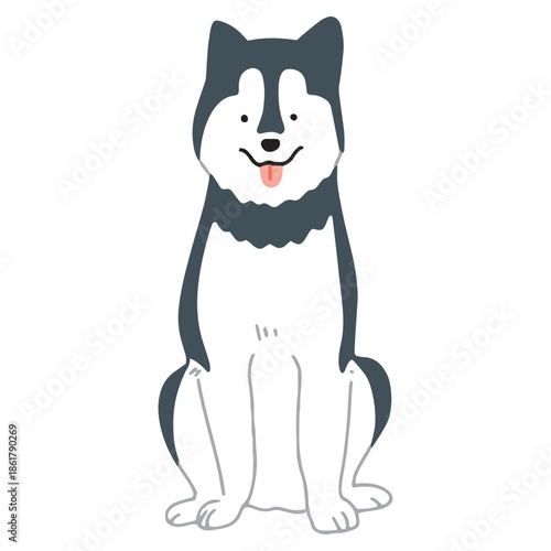 犬　手書きイラスト　アラスカンマラミュート