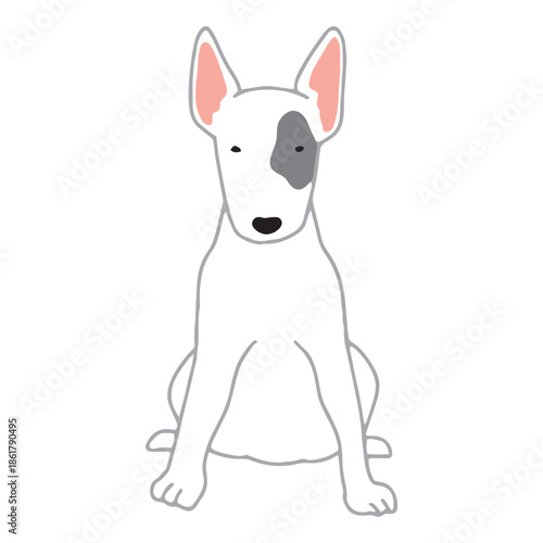 犬　手書きイラスト　ブルテリア