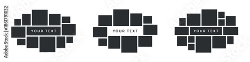 Photo collage layout template set with unique rectangular picture frames vector art