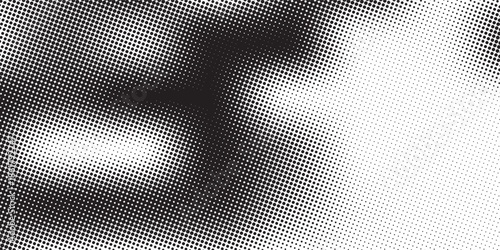 Flowing dots particles wave pattern halftone black gradient curve shape isolated on white background. Vector in concept of technology, science, music, modern.