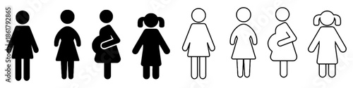 Pictogram of Woman, Girl, and Pregnant Sign Vector