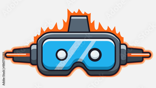 Virtual Reality Headset with Fiery Aura.