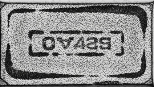 Vintage Stamp with Text OV429 Inside Rectangular Frame.