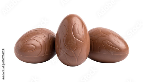 Chocolate eggs, isolated on transparent background, Easter theme