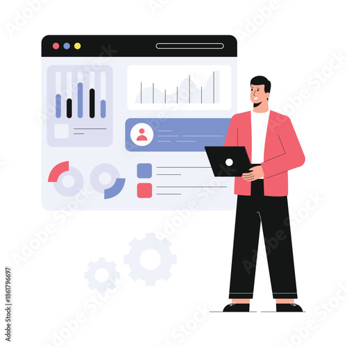 Analysing Webpage Vector Illustration EPS 10 File