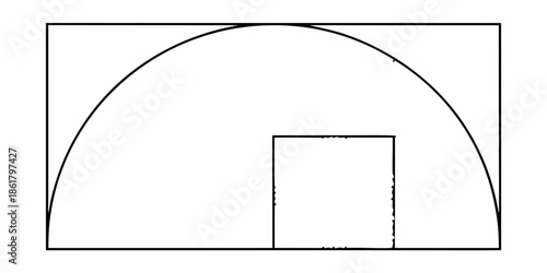 Simple geometric illustration of a semicircle above a rectangle