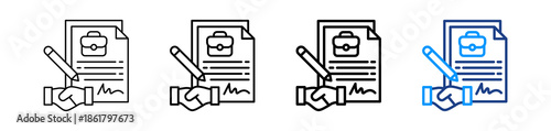 Work Contract Icon Different Style Outline Collection Set.