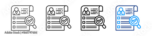 Resume Check Icon Different Style Outline Collection Set.