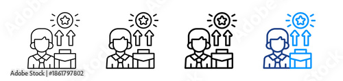 Staff Promotion Icon Different Style Outline Collection Set.
