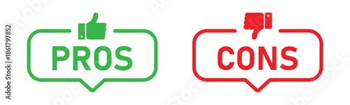 Pros and Cons Icon Concept with Thumbs Up and Down Sign