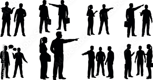 Collection of business people silhouettes in various poses