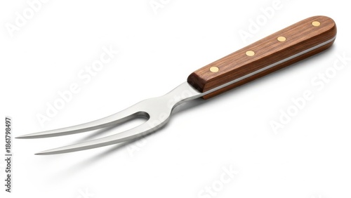 Classic carving fork with wooden handle for roasts and meats
