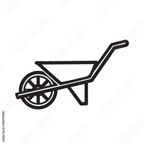 Simple garden wheelbarrow icon isolated on transparent background