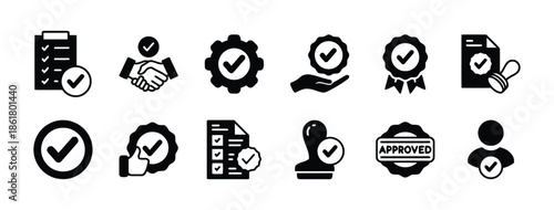 Quality check mark best approval guarantee agreement symbol icon vector illustration