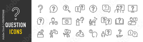 Question Icons Set Collection of Pictograms Symbolizing Inquiry Uncertainty and Curiosity in Various Forms Representing Search for Information Seeking Answers