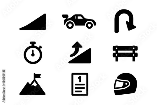 Race Elements Flat Vector Icon Set