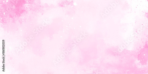 A soft watercolor background of pale pink and white hues creates a delicate and ethereal visual texture
