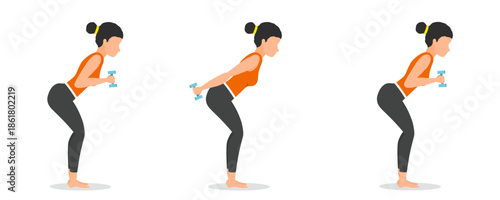 Tableau sur toile step by step dumbbell triceps kickbacks exercise tutorial