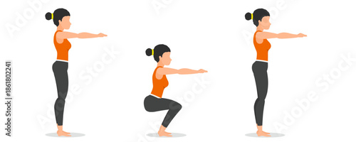 step by step tutorial for women squatting exercises
