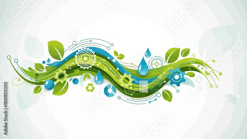 Eco friendly business concept with green technology elements