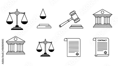 set of icons of justice