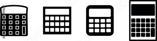 calculator minimal flat icon set, black color and white background