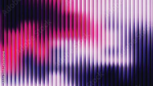 Glass ripple texture with dark gradient background and lilac light streaks. Futuristic distortion, moody abstract glow, reeded vertical blur. Vector illustration