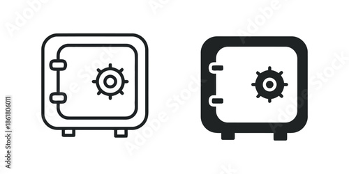 Safe Box Icon in Black and White Minimalist Style Vector Isolated Illustration on White Background Security and Finance Concept of Protection and Storage of Valuable Items