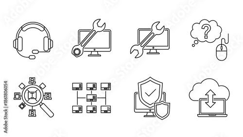 Collection of Technical Support Icons Set.