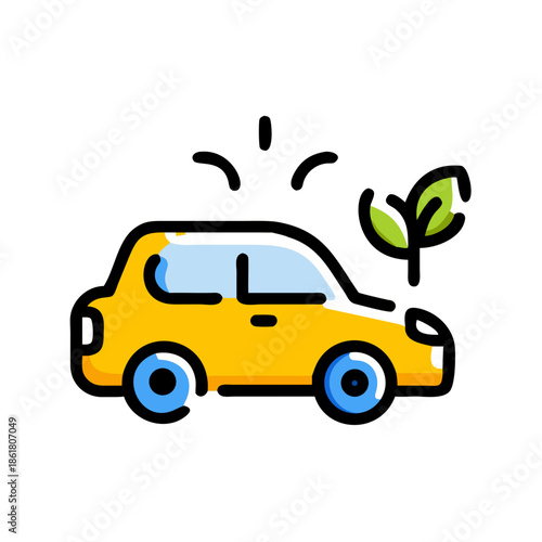 Yellow car emitting plant