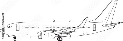 silhouette of clean vector of Boeing 737 isolated on white background