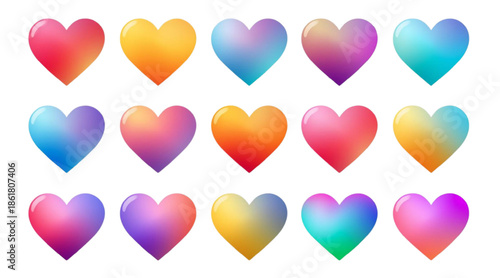 Colorful Gradient Heart Vector Set