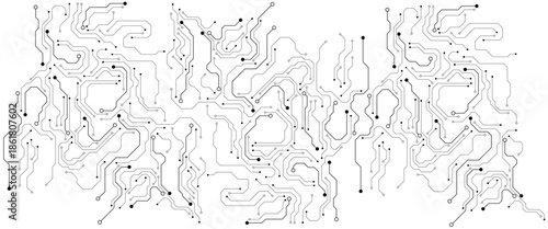 Gray circuit diagram on white background. High-tech circuit board connection system.Vector abstract technology on white background. By Chor muang abstract vector background