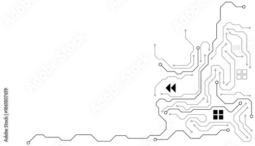 Gray circuit diagram on white background. High-tech circuit board connection system.Vector abstract technology on white background. By Chor muang abstract vector background
