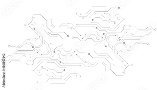 Gray circuit diagram on white background. High-tech circuit board connection system.Vector abstract technology on white background. By Chor muang abstract vector background