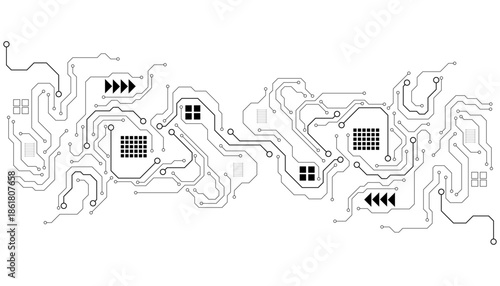 Gray circuit diagram on white background. High-tech circuit board connection system.Vector abstract technology on white background. By Chor muang abstract vector background