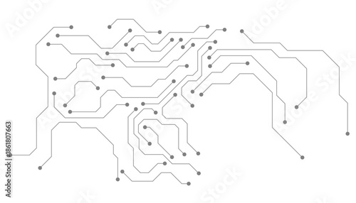 Vector abstract technology on white background., Gray circuit diagram on white background. Circuit board with various technology elements.