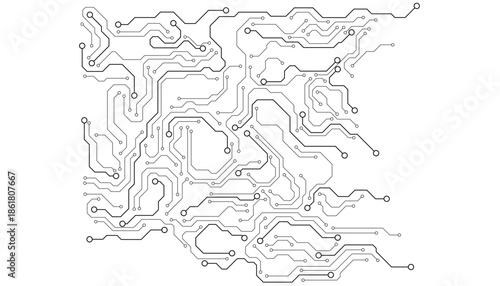 Gray circuit diagram on white background. High-tech circuit board connection system.Vector abstract technology on white background. By Chor muang abstract vector background
