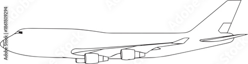 silhouette of clean vector of Boeing 747 isolated on white background