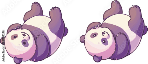 Cartoon panda lying on back, cute pastel animal illustration, whimsical wildlife character design, children’s coloring artwork, fantasy animal cartoon drawing