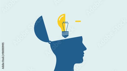 Creative Idea Generation Illustrated through a Human Head Silhouette with a Lightbulb Emerging
